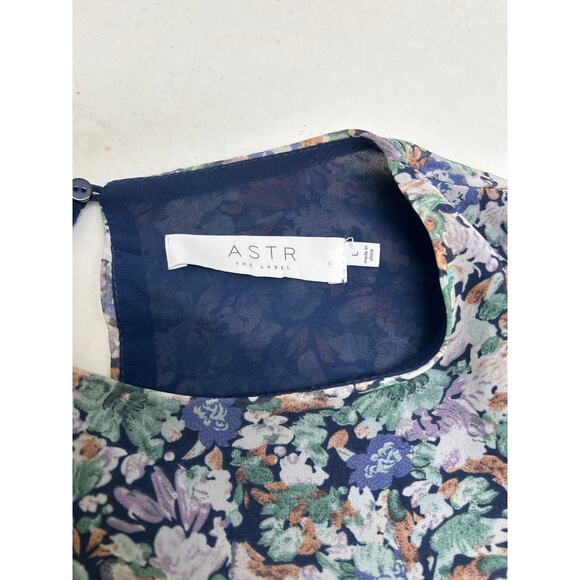 ASTR the Label Floral Puff Sleeve Ruched High-Low Dress in Size L - Picture 5 of 6